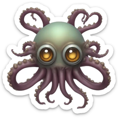 A beholder with one large central eye and several long tentacles, some of which have smaller eyes sticker