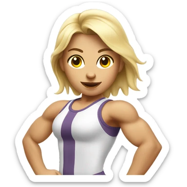 white muscular fun gym girl sticker