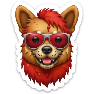 Zombie dog with red hair and sun glasses sticker