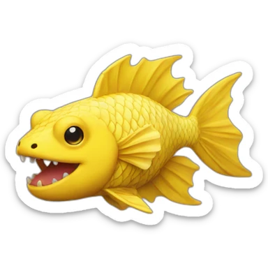 Yellow fish dragon sticker