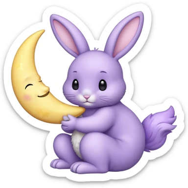 Lavender bunny holding a moon 🌙 🐰 sticker