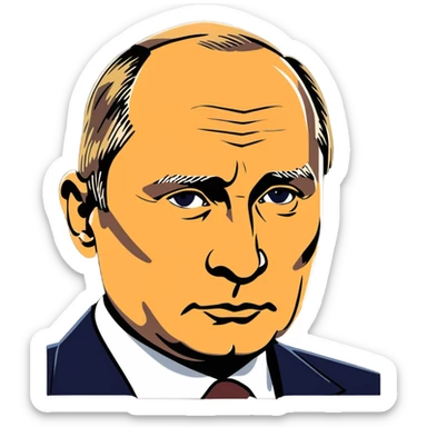 Vladimir Putin portrait with serious expression sticker