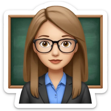 a woman in her 30´s, light skin with medium brown straight hair, long hair. Grey eyes, working as an teacher. No glasses sticker