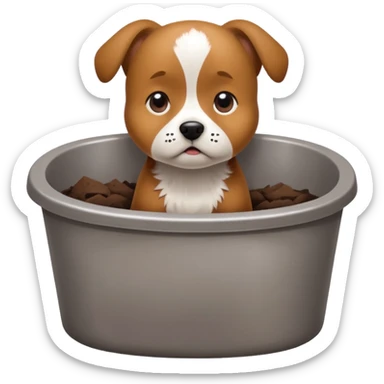 dog in litter box sticker
