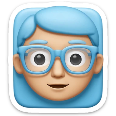 A 3D cartoon sky-blue square spectacle, slightly thick frame, glossy surface, minimal plain background, Memoji-style. Only glasses. sticker