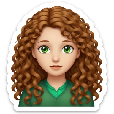 Une Fille chatin clair cheveux longs et aux yeux vert , les cheveux detaché bouclés sticker