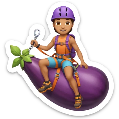 Rock climber Riding eggplant  sticker
