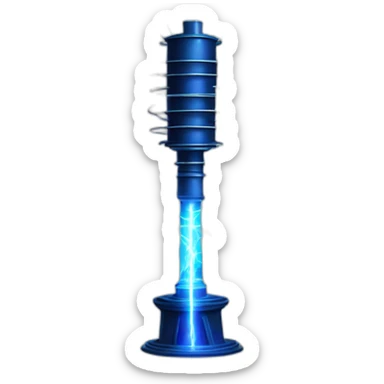Nikola Tesla coil with blue electricity sparks from the prestige sticker