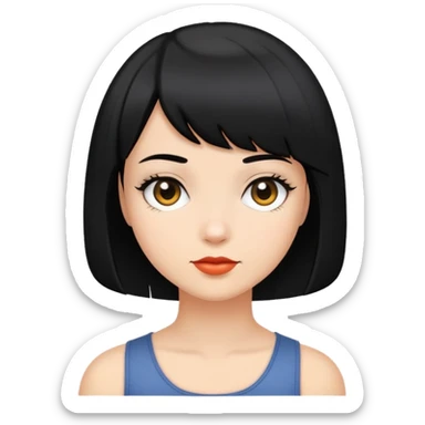 Girl with black  bob cut  sticker