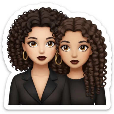Boujy baddie best friends, trendy heavy makeup both dark hair one light skinned and one light brown with curls  sticker