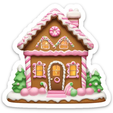 Gingerbread house with ligh pink accents  sticker