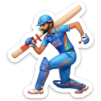 Cinematic Realistic Cricket Pop Culture Emoji, depicted with a dynamic, action‚Äêpacked scene capturing the spirit of India's beloved sport rendered with vibrant textures and energetic lighting. sticker
