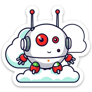 Robot in a cloud with streaming data sticker