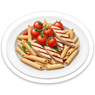 whole grain penne with cherry tomatoes and grilled chicken no plate sticker