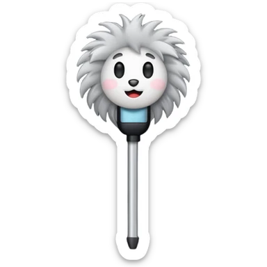 boom fluffy microphone with stick sticker