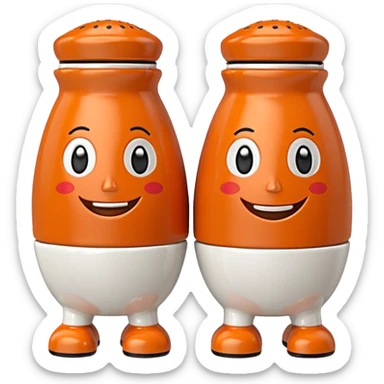 make a salt and pepper but make the pepper orange and make them both have legs and faces
 sticker