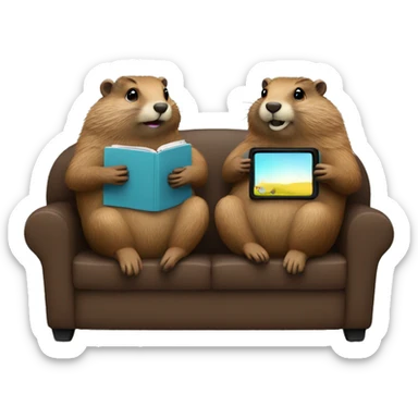 Groundhog couple loving each other watching TV  sticker