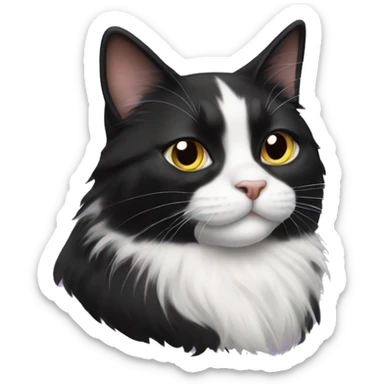 cute long haired tuxedo cat sticker