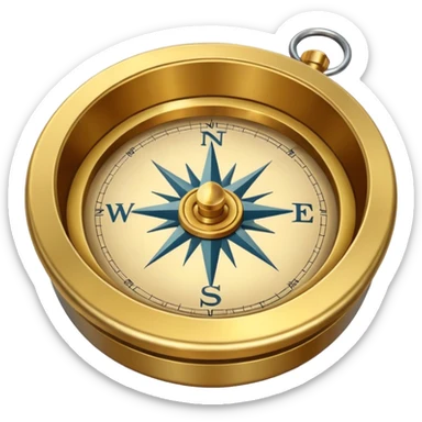 pirate compass object icon, brass compass, adventure style, 3D cartoon, mobile game icon style, centered, clean background, no text, no watermark
 sticker