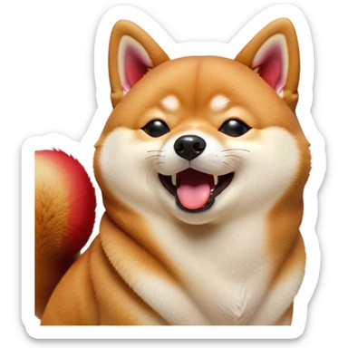 Cinematic Cute Yawning Shiba Inu Portrait Emoji, Head tilted slightly with a dramatic, wide-open yawn, showcasing a vibrant red fur with a soft creamy underbelly, floppy ears slightly drooping, round brown eyes barely open in drowsy contentment, Simplified yet irresistibly adorable features, highly detailed, glowing with a soft, cozy glow, high shine, relaxed yet expressive, stylized with a touch of whimsy, bright and endearing, soft glowing outline, capturing the essence of a sleepy yet affectionate companion, so drowsy it feels like it could stretch out of the screen and curl up for a nap! sticker