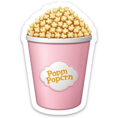 Light pink popcorn bucket with popcorn in it ￼ sticker