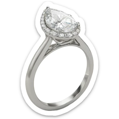 Engagement ring white gold pear shaped diamond  sticker