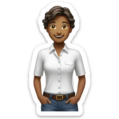 smiling girl in white shirt sticker
