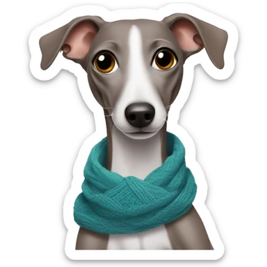 italian greyhound in the scarf, he is sitting on his butt sticker