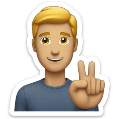 a man presses a button sticker