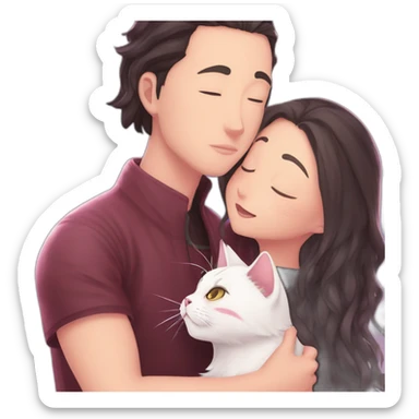 Nezuko dando un beso a un gatito sticker