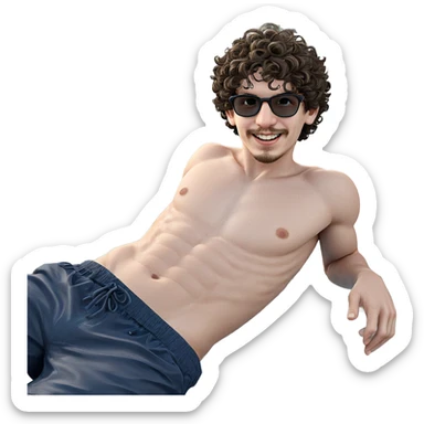 smiling boy by the pool sticker