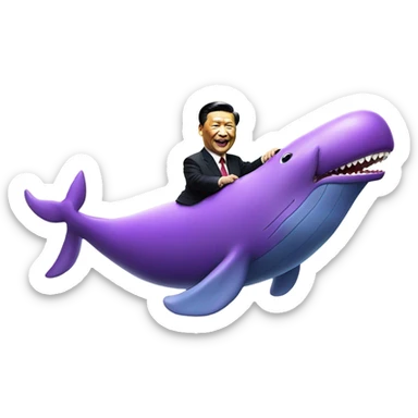 xi jinping riding purple whale with open mouth sticker