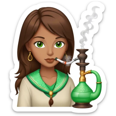 Person with hookah brown hair green eyes sticker