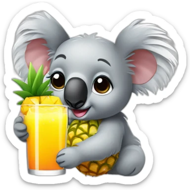 koala bear drinking pineapple cocktail sticker