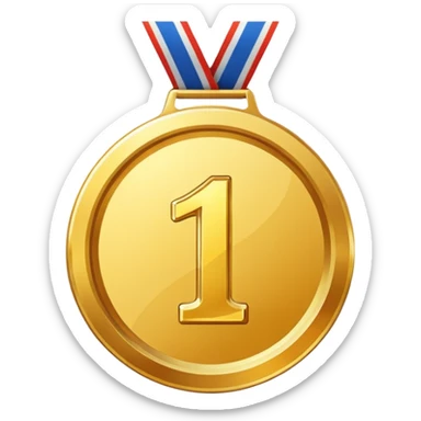 gold medal with a 1 inside sticker