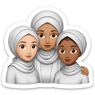 make me 3 best friends one brownskin one with a curly bun one with a hijab and she s white and one with long slikie hair and one with wavy hair sticker