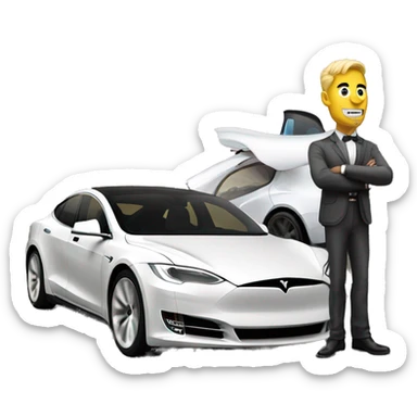 Unicon with a Tesla on a road wih drivers sticker