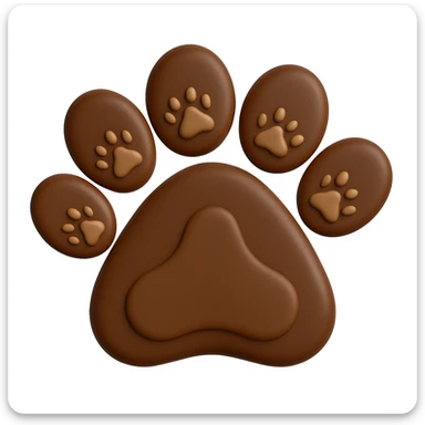 Make the paw print dark brown in microsoft style 3d fluent emojis sticker