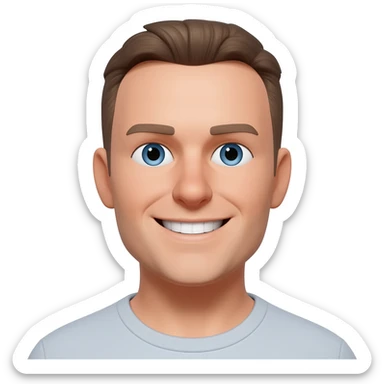 парень 30 лет с короткострижеными волосами без очков европейской внешности с голубыми глазами улыбается sticker