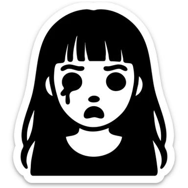 Change the eyes to solid black, keep the style and all other features the same, with no background. sticker