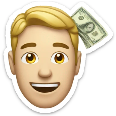 man face with money sticker