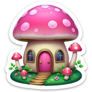 Pink girly Galaxy mushroom house covered in vines sticker