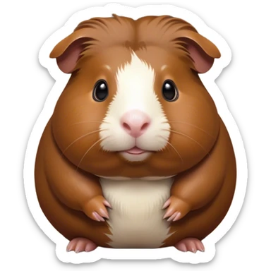 Cinematic Noble Brown Guinea Pig Portrait Emoji, Poised and regal, with a compact, chubby build and a soft, well-groomed rich brown coat, deep-set soulful dark eyes, Simplified yet sharp and sophisticated features, highly detailed, glowing with a warm, dignified glow, high shine, intelligent and charming, stylized with an air of gentle coziness, focused and attentive, soft glowing outline, capturing the essence of a watchful and confident little rodent, so majestic it feels as though it could scurry out of the screen with effortless authority! sticker