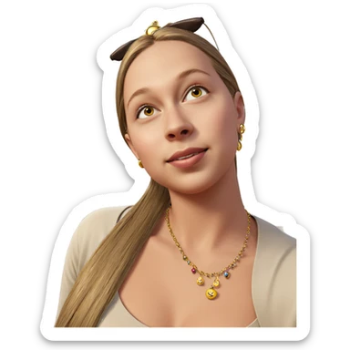 girl with long hair and jewelry sticker
