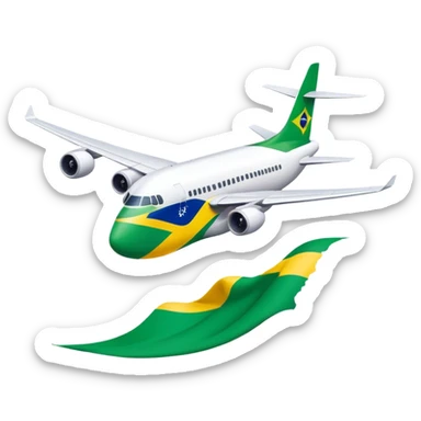 Create an emoji of a plane going through a Brazilian flag sticker