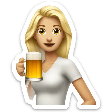Blonde woman with glass of beer sticker