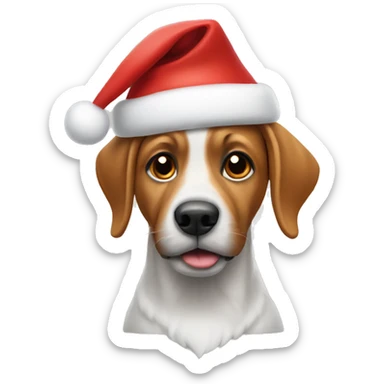 dog wearing a christmas hat sticker