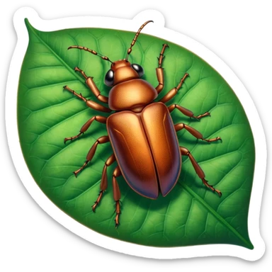 a brown beetle on leaf sticker