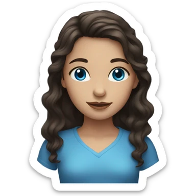 Girl with dark brown hair and blue eyes wavy hair  sticker