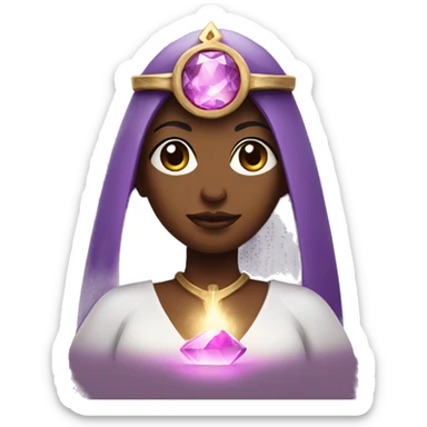 Priestess holding a glowing pink amethyst  sticker